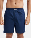 Super Combed Mercerized Cotton Woven Fabric Boxer Shorts - Navy