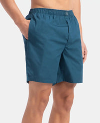 Super Combed Mercerized Cotton Woven Fabric Boxer Shorts - Seaport Teal
