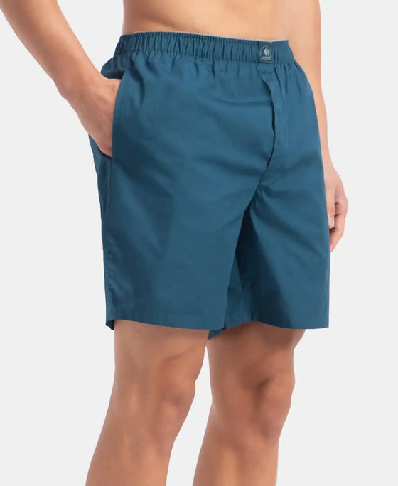 Super Combed Mercerized Cotton Woven Fabric Boxer Shorts - Seaport Teal