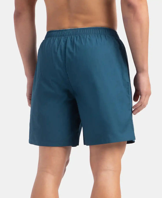 Super Combed Mercerized Cotton Woven Fabric Boxer Shorts - Seaport Teal
