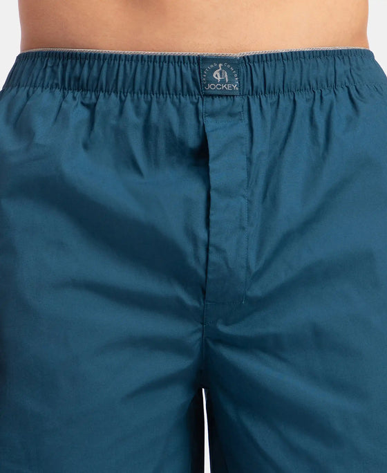 Super Combed Mercerized Cotton Woven Fabric Boxer Shorts - Seaport Teal