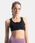 Wirefree Padded Microfiber Elastane Stretch Full Coverage Active Bra with Front Zipper Styling - Black