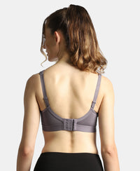 Wirefree Non Padded Plus Size Microfiber Elastane Stretch Full Coverage Sports Bra with StayDry Treatment - Minimal Grey