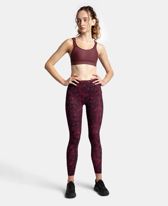 Wirefree Non Padded Plus Size Microfiber Elastane Stretch Full Coverage Sports Bra with StayDry Treatment - Tawny Port