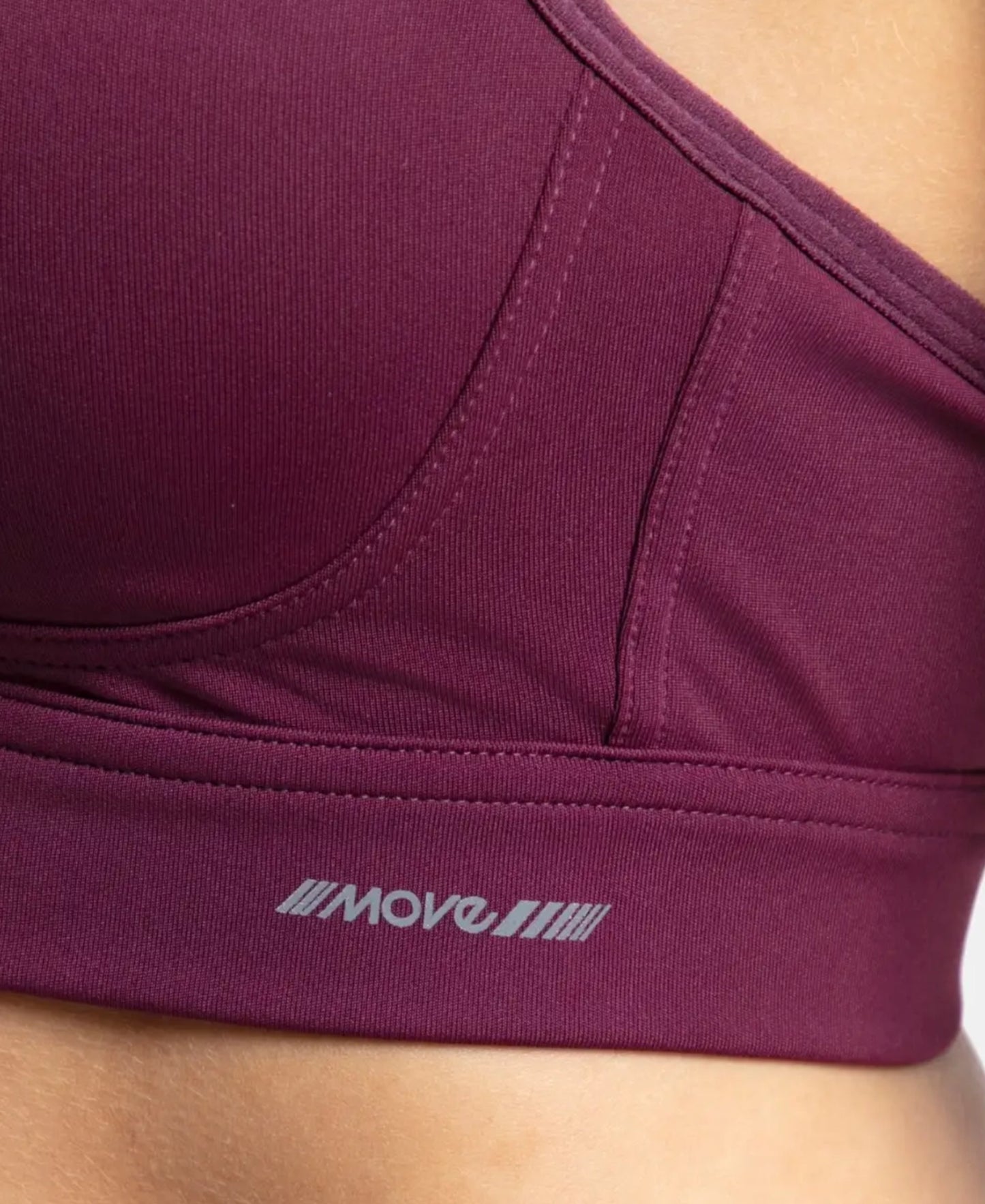 Wirefree Padded Soft Touch Microfiber Elastane Stretch Full Coverage Racerback Sports Bra with StayDry Treatment - Grape Wine