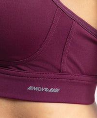 Wirefree Padded Soft Touch Microfiber Elastane Stretch Full Coverage Racerback Sports Bra with StayDry Treatment - Grape Wine