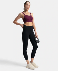 Wirefree Padded Soft Touch Microfiber Elastane Stretch Full Coverage Racerback Sports Bra with StayDry Treatment - Grape Wine