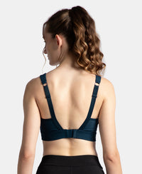 Wirefree Padded Soft Touch Microfiber Elastane Stretch Full Coverage Racerback Sports Bra with StayDry Treatment - Pageant Blue