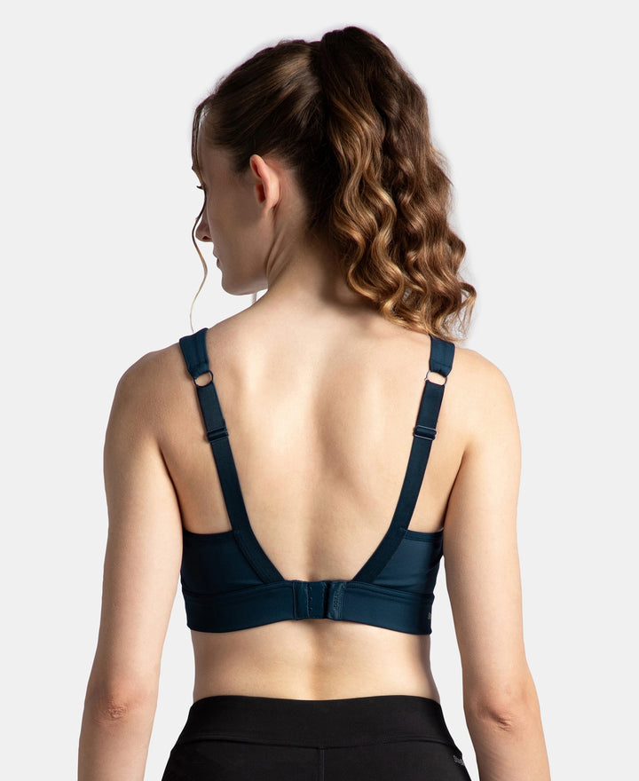 Wirefree Padded Soft Touch Microfiber Elastane Stretch Full Coverage Racerback Sports Bra with StayDry Treatment - Pageant Blue