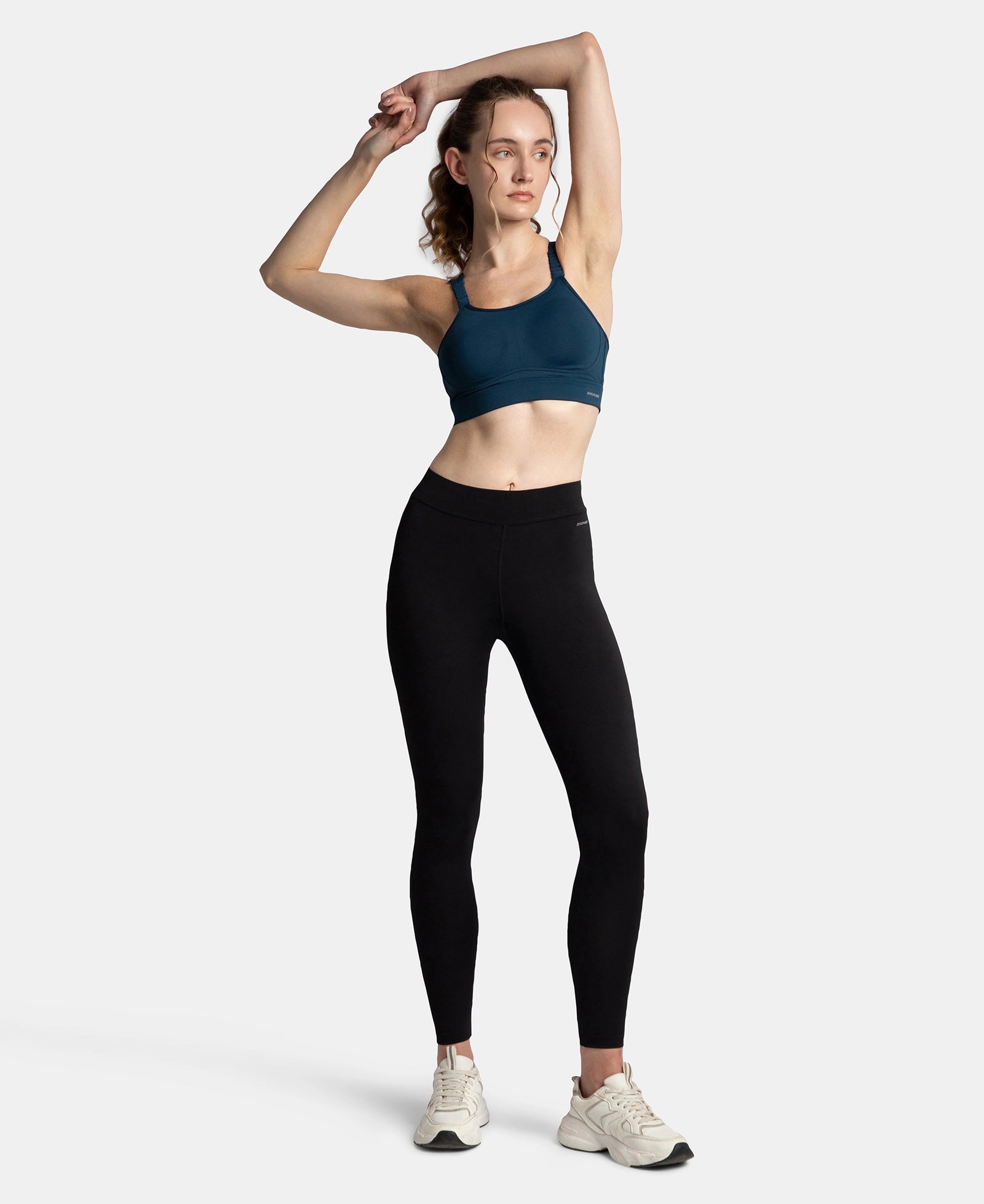 Wirefree Padded Soft Touch Microfiber Elastane Stretch Full Coverage Racerback Sports Bra with StayDry Treatment - Pageant Blue