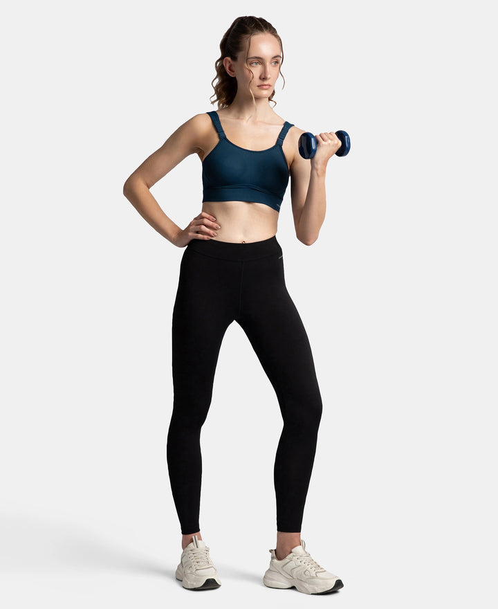 Wirefree Padded Soft Touch Microfiber Elastane Stretch Full Coverage Racerback Sports Bra with StayDry Treatment - Pageant Blue