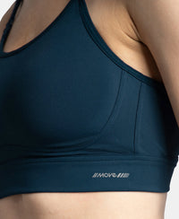 Wirefree Padded Soft Touch Microfiber Elastane Stretch Full Coverage Racerback Sports Bra with StayDry Treatment - Pageant Blue