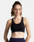 Wirefree Padded Soft Touch Microfiber Elastane Stretch Full Coverage Sports Bra with Broad Underband - Black