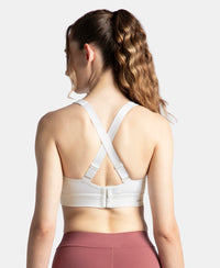 Wirefree Padded Soft Touch Microfiber Elastane Stretch Full Coverage Sports Bra with Broad Underband - White