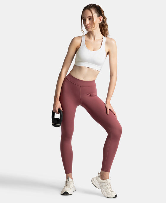 Wirefree Padded Soft Touch Microfiber Elastane Stretch Full Coverage Sports Bra with Broad Underband - White