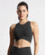 Wirefree Padded Microfiber Elastane Stretch Bonded Tech Full Coverage Sports Bra with 360 Degree Stretch - Black