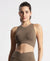 Wirefree Padded Microfiber Elastane Stretch Bonded Tech Full Coverage Sports Bra with 360 Degree Stretch - Earth