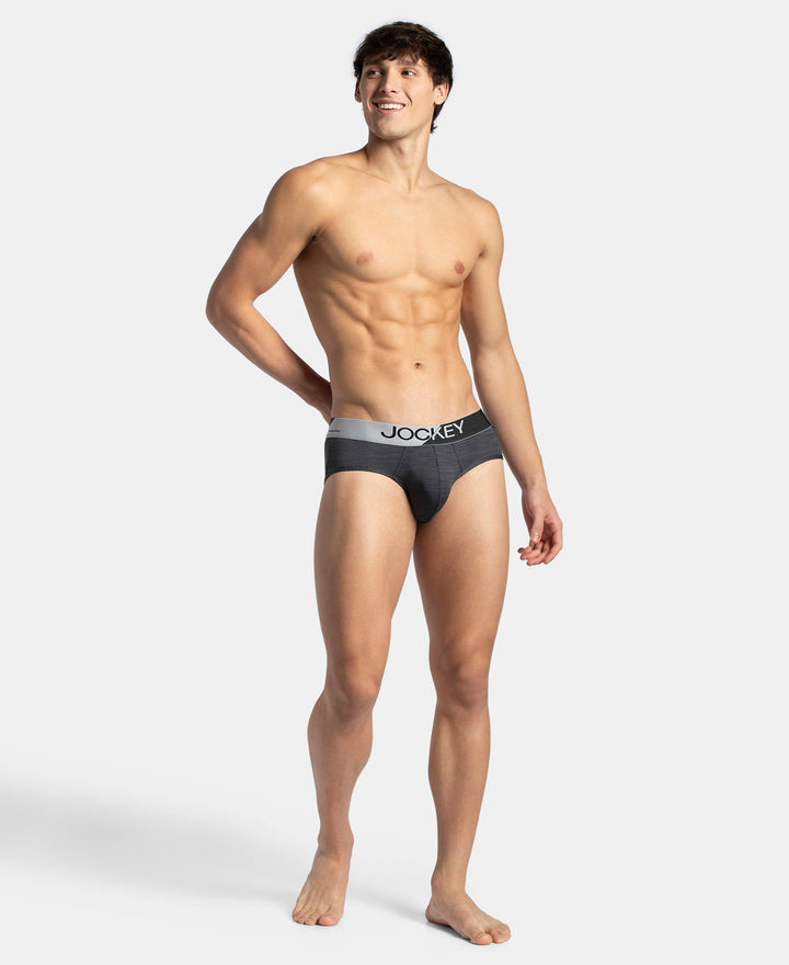 Microfiber Mesh Elastane Stretch Performance Brief with StayDry Technology - Black