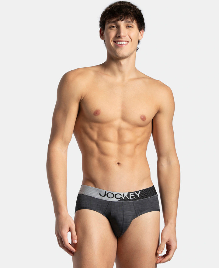 Microfiber Mesh Elastane Stretch Performance Brief with StayDry Technology - Black