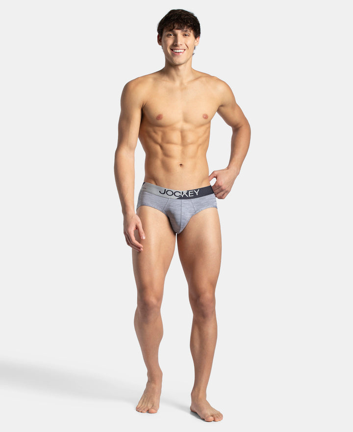 Microfiber Mesh Elastane Stretch Performance Brief with StayDry Technology - Mid Grey