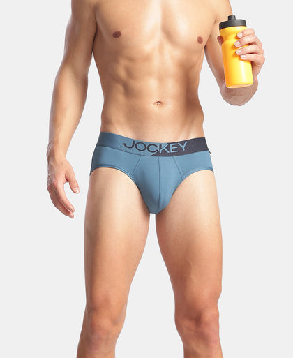 Microfiber Mesh Elastane Stretch Performance Brief with StayDry Technology - Move Blue