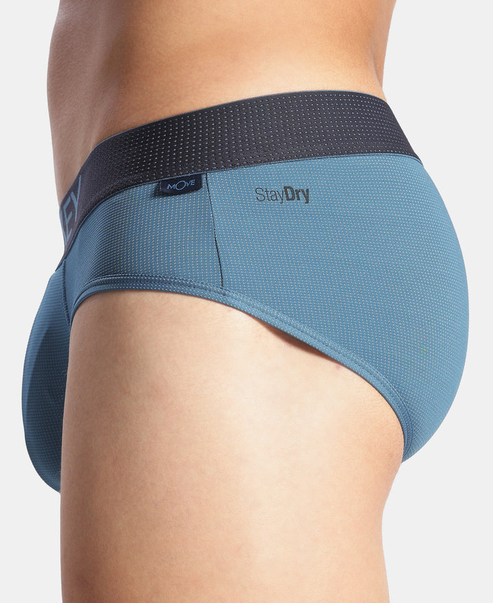 Microfiber Mesh Elastane Stretch Performance Brief with StayDry Technology - Move Blue