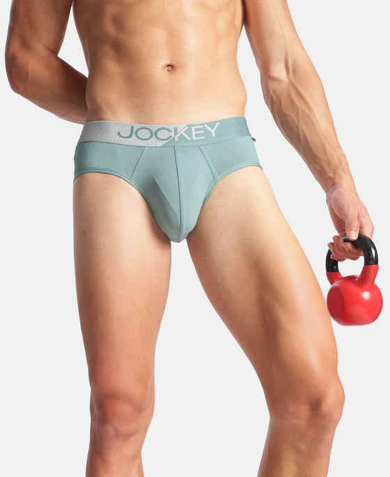 Microfiber Mesh Elastane Stretch Performance Brief with StayDry Technology - New Burg Green