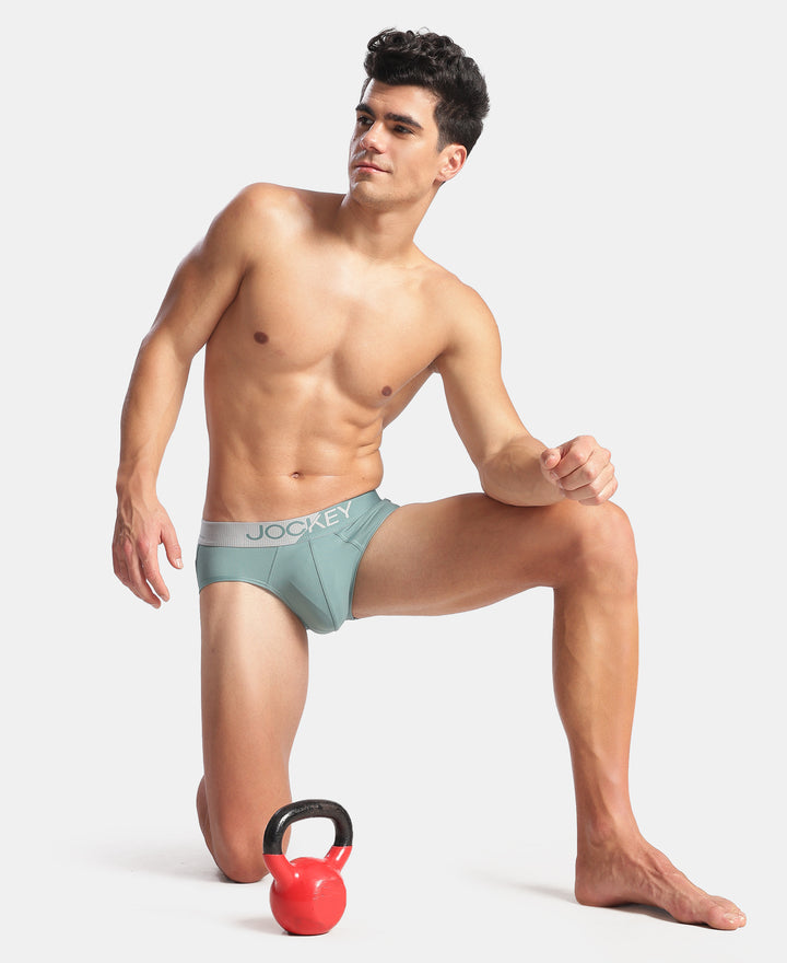Microfiber Mesh Elastane Stretch Performance Brief with StayDry Technology - New Burg Green