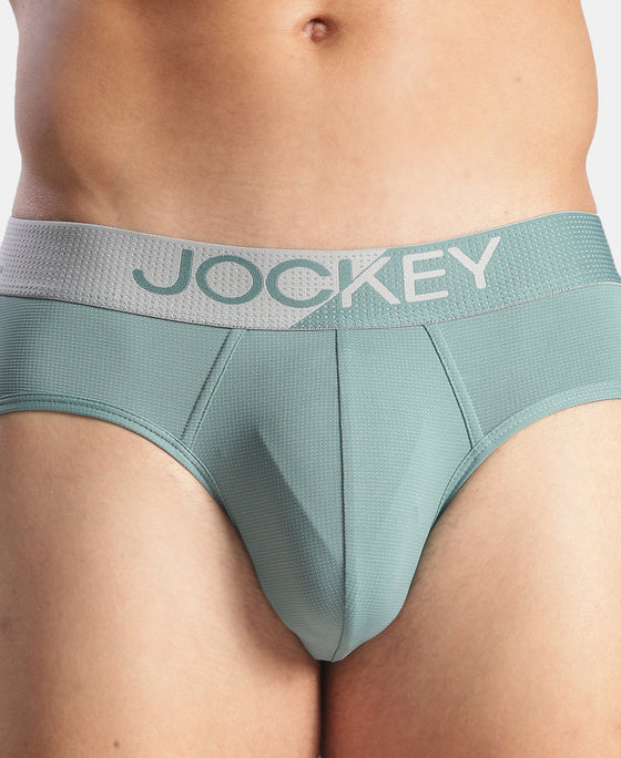 Microfiber Mesh Elastane Stretch Performance Brief with StayDry Technology - New Burg Green