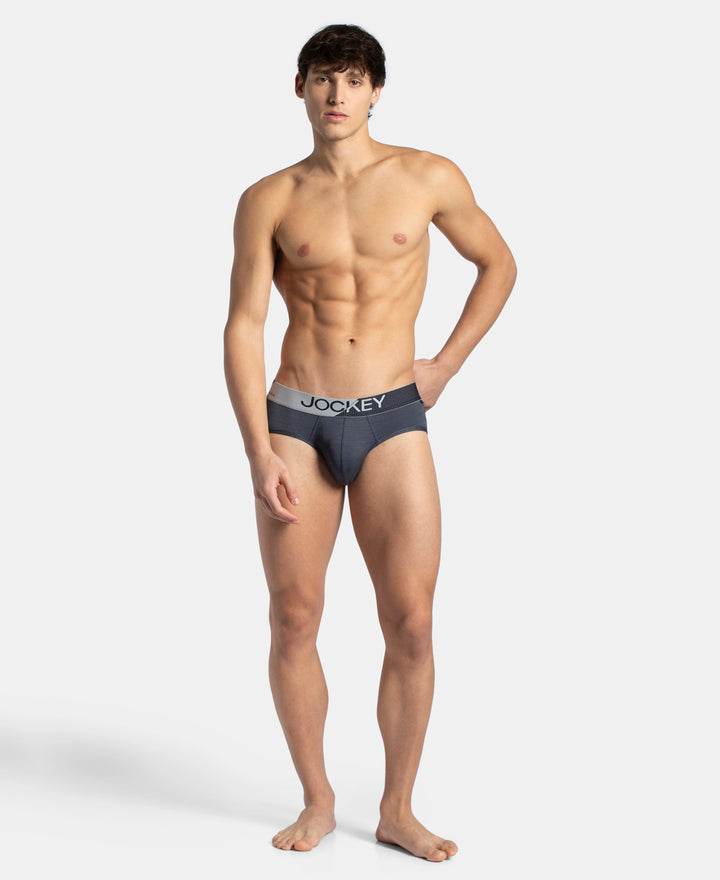Microfiber Mesh Elastane Stretch Performance Brief with StayDry Technology - True Navy
