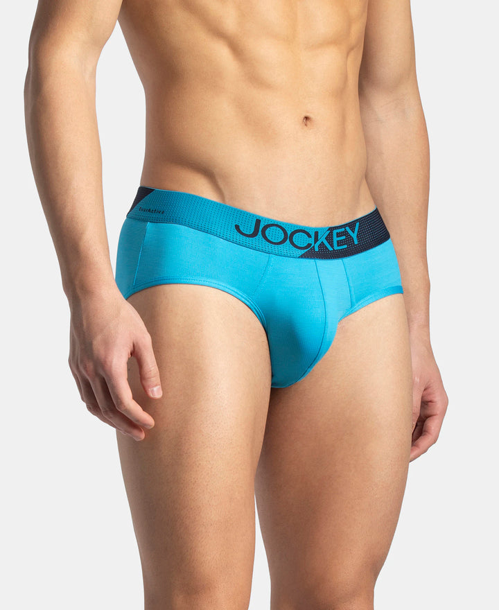 Microfiber Mesh Elastane Stretch Performance Brief with StayDry Technology - Tropical Sea