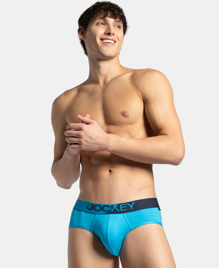 Microfiber Mesh Elastane Stretch Performance Brief with StayDry Technology - Tropical Sea