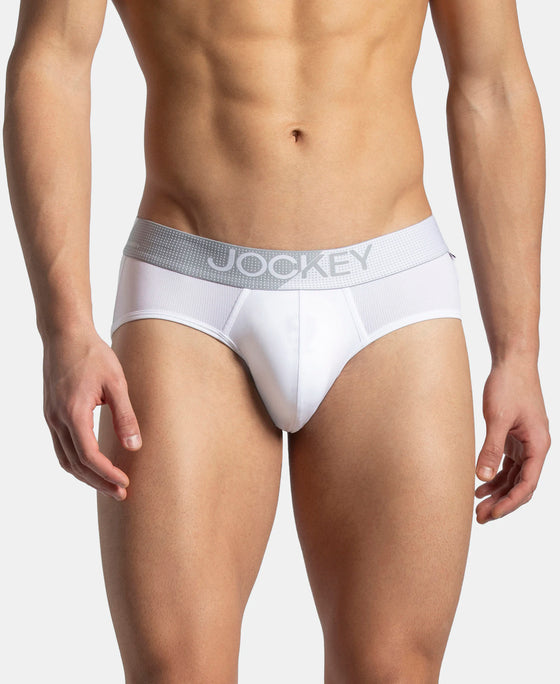 Microfiber Mesh Elastane Stretch Performance Brief with StayDry Technology - White