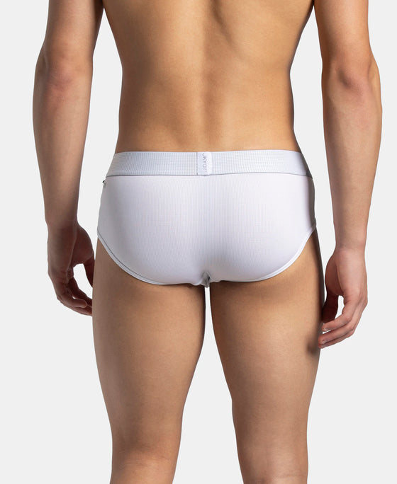Microfiber Mesh Elastane Stretch Performance Brief with StayDry Technology - White