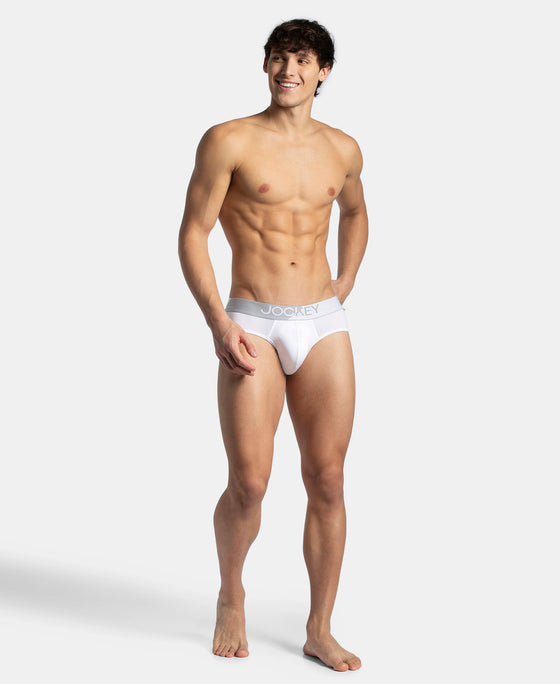 Microfiber Mesh Elastane Stretch Performance Brief with StayDry Technology - White