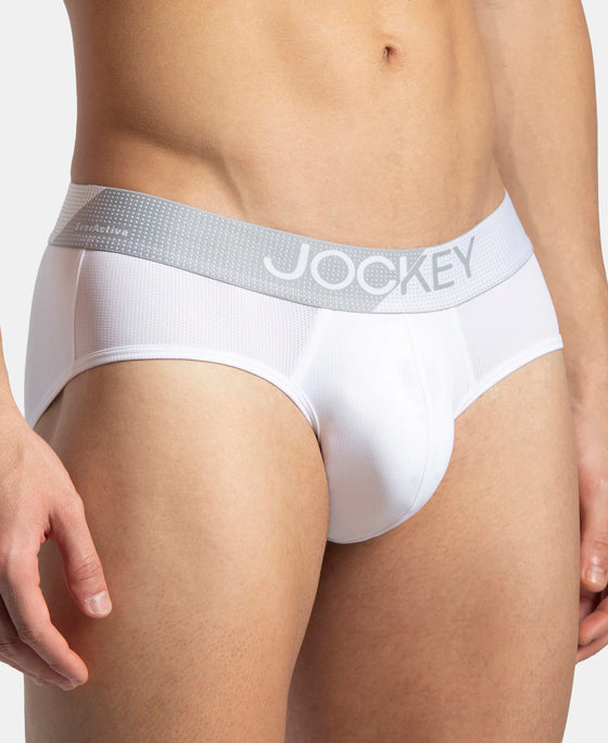 Microfiber Mesh Elastane Stretch Performance Brief with StayDry Technology - White