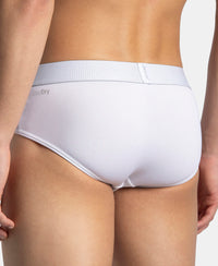 Microfiber Mesh Elastane Stretch Performance Brief with StayDry Technology - White