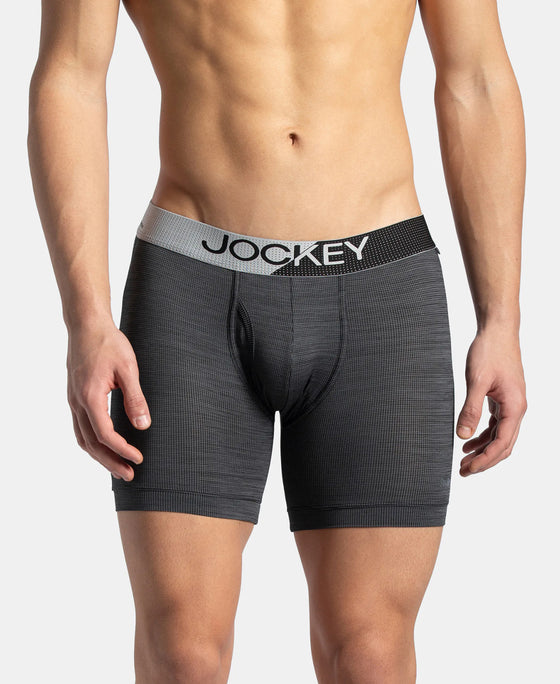 Microfiber Mesh Elastane Stretch Performance Boxer Brief with StayDry Technology - Black