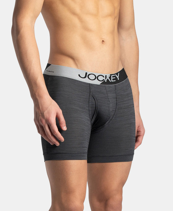 Microfiber Mesh Elastane Stretch Performance Boxer Brief with StayDry Technology - Black