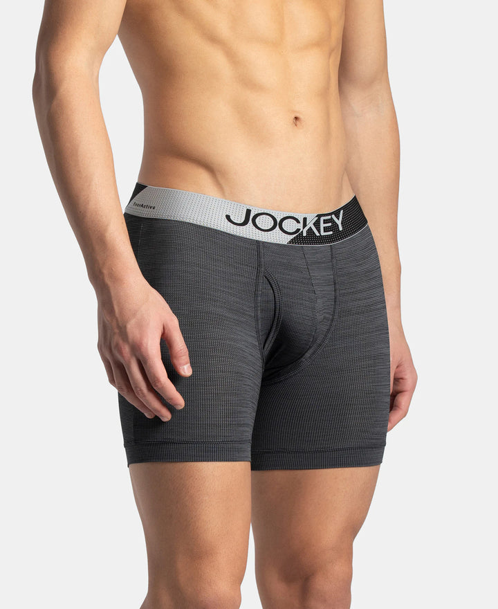 Microfiber Mesh Elastane Stretch Performance Boxer Brief with StayDry Technology - Black