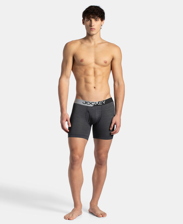 Microfiber Mesh Elastane Stretch Performance Boxer Brief with StayDry Technology - Black
