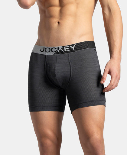 Microfiber Mesh Elastane Stretch Performance Boxer Brief with StayDry Technology - Black