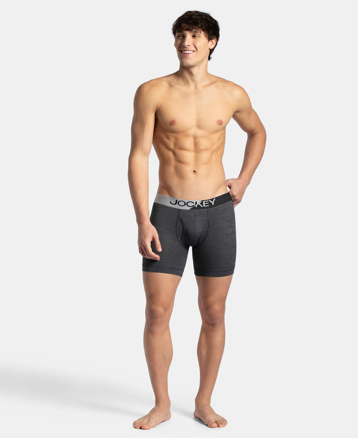 Microfiber Mesh Elastane Stretch Performance Boxer Brief with StayDry Technology - Black