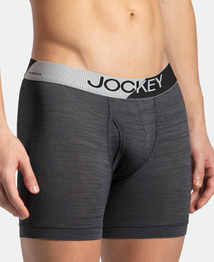 Microfiber Mesh Elastane Stretch Performance Boxer Brief with StayDry Technology - Black