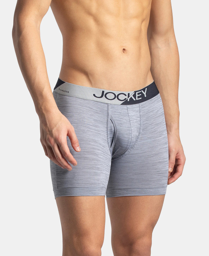Microfiber Mesh Elastane Stretch Performance Boxer Brief with StayDry Technology - Mid Grey