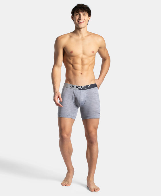 Microfiber Mesh Elastane Stretch Performance Boxer Brief with StayDry Technology - Mid Grey