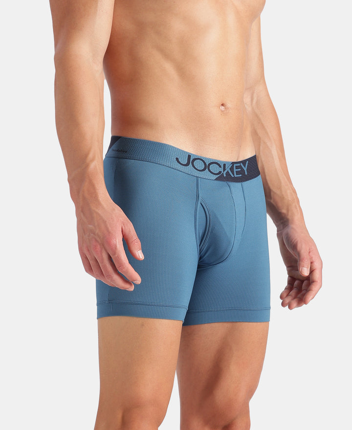 Microfiber Mesh Elastane Stretch Performance Boxer Brief with StayDry Technology - Move Blue