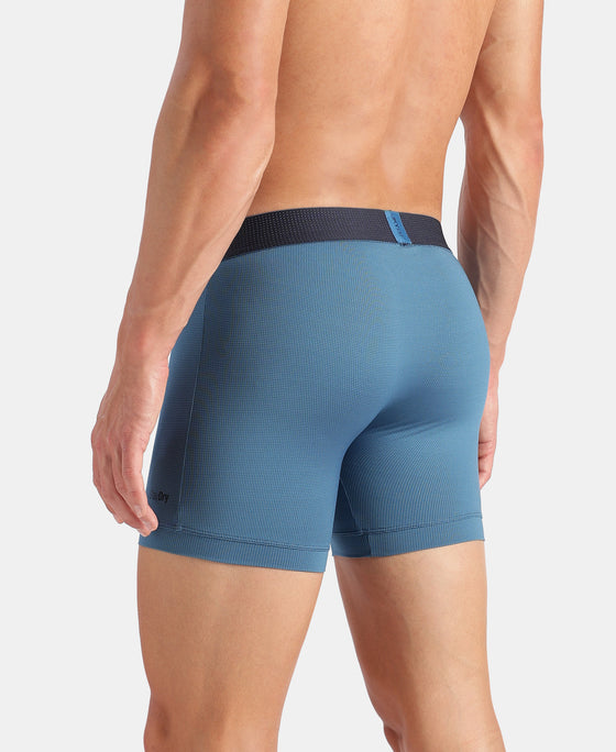 Microfiber Mesh Elastane Stretch Performance Boxer Brief with StayDry Technology - Move Blue