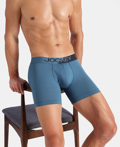 Microfiber Mesh Elastane Stretch Performance Boxer Brief with StayDry Technology - Move Blue