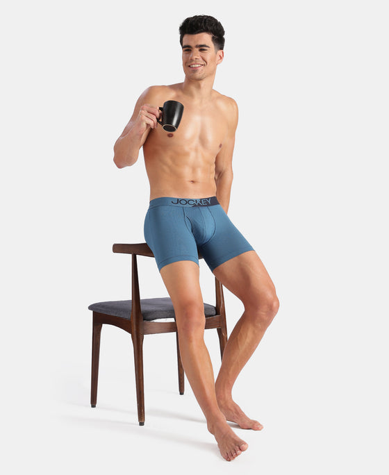 Microfiber Mesh Elastane Stretch Performance Boxer Brief with StayDry Technology - Move Blue